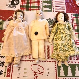 3 Vintage Porcelain Dolls